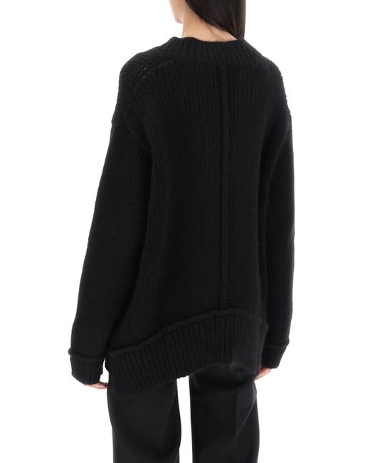 Tom Ford Black V Neck Sweater In Alpaca Wool