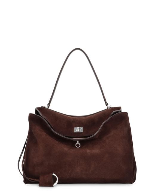 Balenciaga Brown Tote Bag Rodeo Media Suede Calf