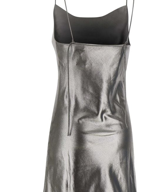 ROTATE BIRGER CHRISTENSEN Gray Metallic Mini Slip Dress