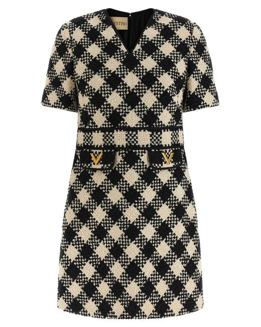 Valentino Garavani Black Damier Tweed Dress