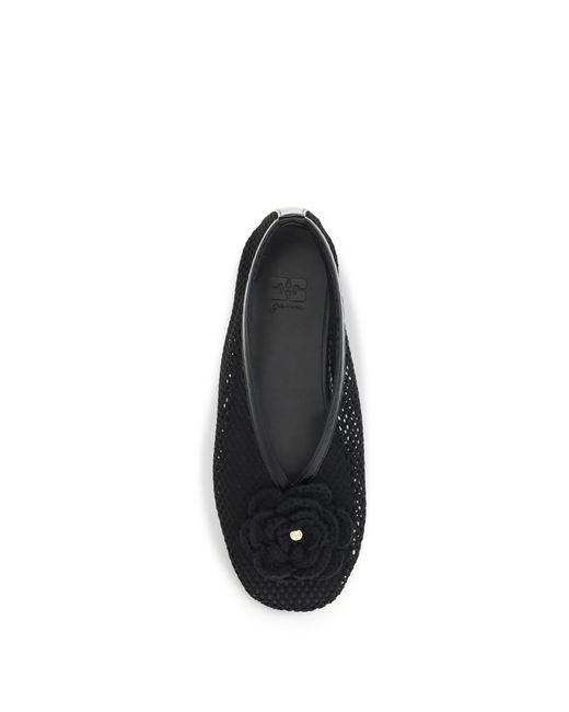 Ganni Black Jenny Mesh Ballerinas