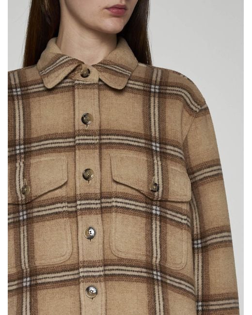 Isabel Marant Natural Faxona Check Wool-Blend Shirt