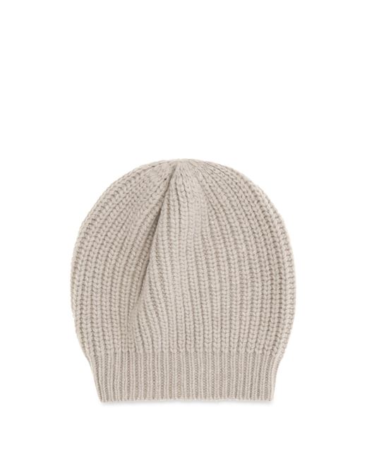 Brunello Cucinelli White Cashmere Beanie With Sequins Silk; Kashmir/Capra Hircus Hats E Hairbands