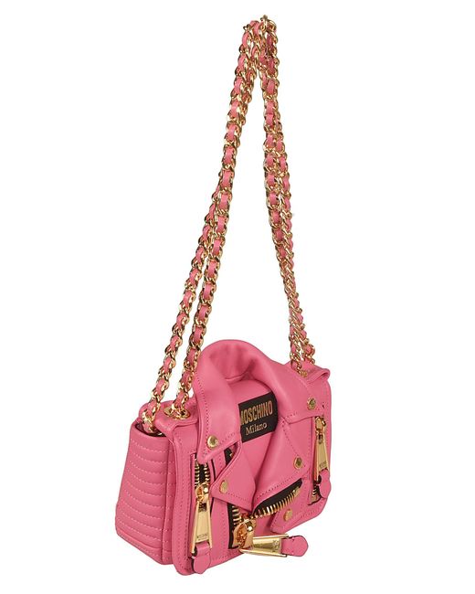 Moschino Pink Nappa Leather Small Biker Bag