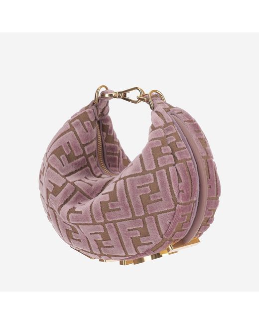 Fendi Pink Shoulder Bag Graphy Mini Velvet Polyester