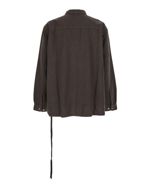 Rick Owens Black Classic Collar Shirt With Lace Detail for men