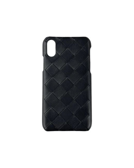 Bottega Veneta Black Intrecciato Leather Case Cover For Iphone X-Xs Accessories & Slg for men