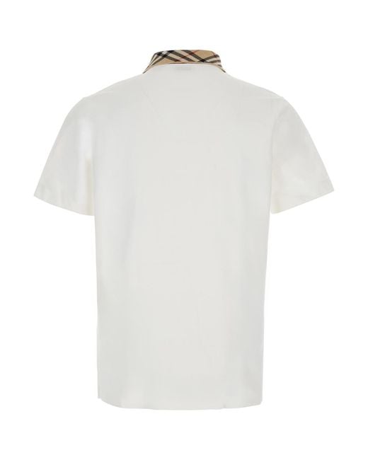 Burberry White T‑Shirt With Front Logo, Cotton T-Shirts for men
