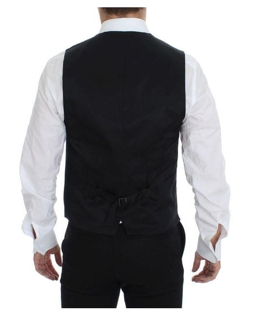 Dolce & Gabbana Black Tailored Fit Vest Classic 5Button for men