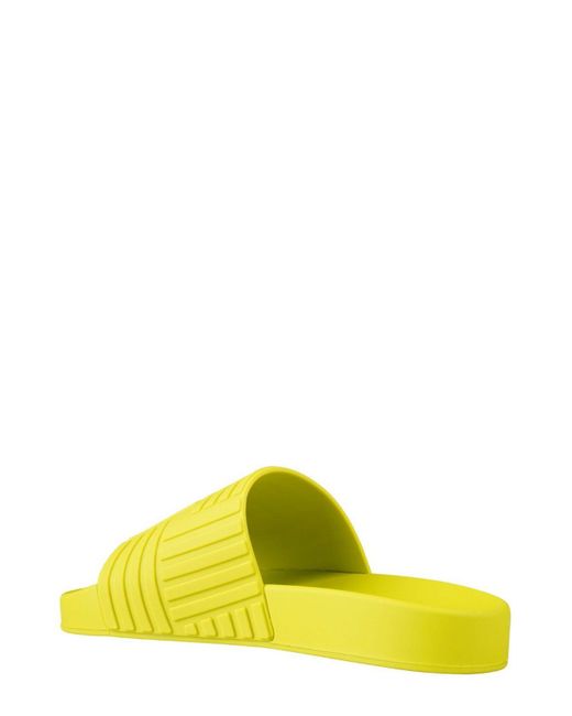 Bottega Veneta Yellow Flat Slide Sandals