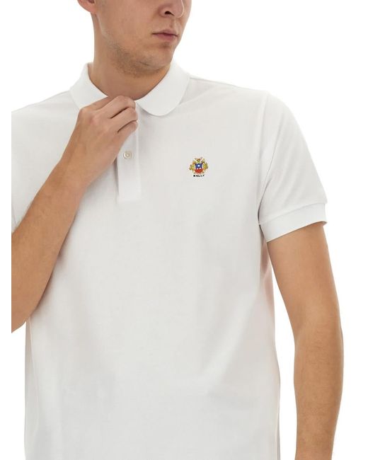 Bally White Polo With Logo for men