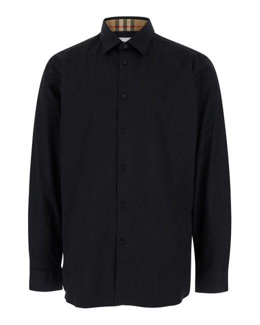 Black burberry button up sales