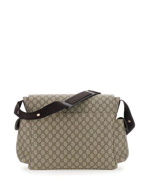 Gucci Gray Crossbody Changing Bag Gg Canvas Shoulder