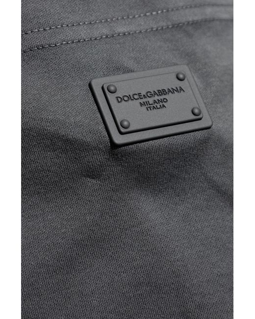 Dolce & Gabbana Gray Cotton Shorts With Logo Appliqué for men