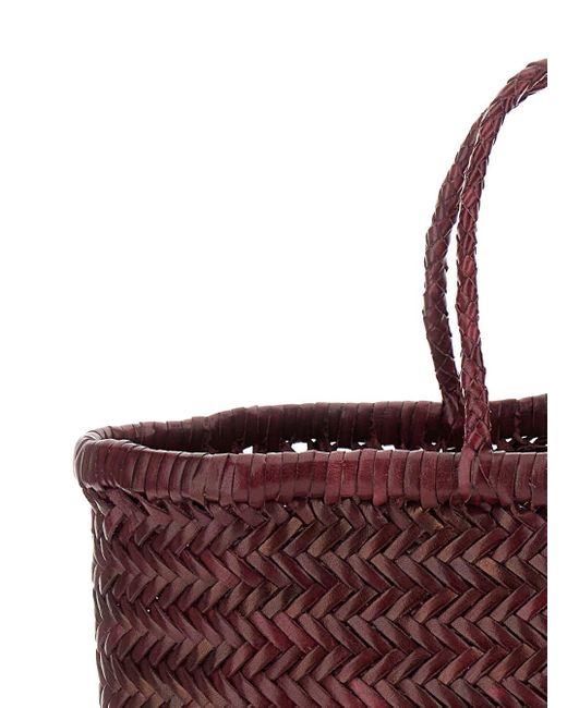 Dragon Diffusion Purple Triple Jump Bordeaux Handbag With Two Top Handles And Interwoven Design
