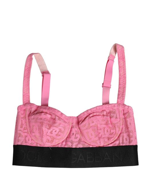 Dolce & Gabbana Pink Semi-Pad Underwire Balconette Bra Underwear Cotton Elastane Nylon Clothing