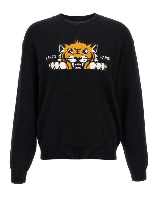 KENZO Black Happy Tiger' Sweater for men