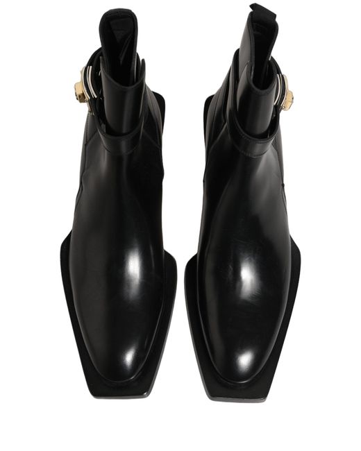 Dolce & Gabbana Black Leather Dg Plaque Ankle Boots Shoes for men