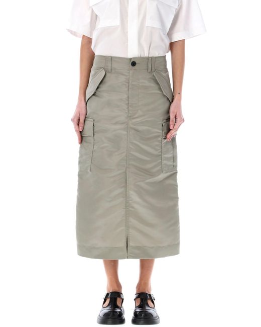 Sacai Gray Nylon Twill Skirt