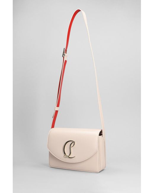 Christian Louboutin White Loubi54 Shoulder Bag In Rose-pink Leather