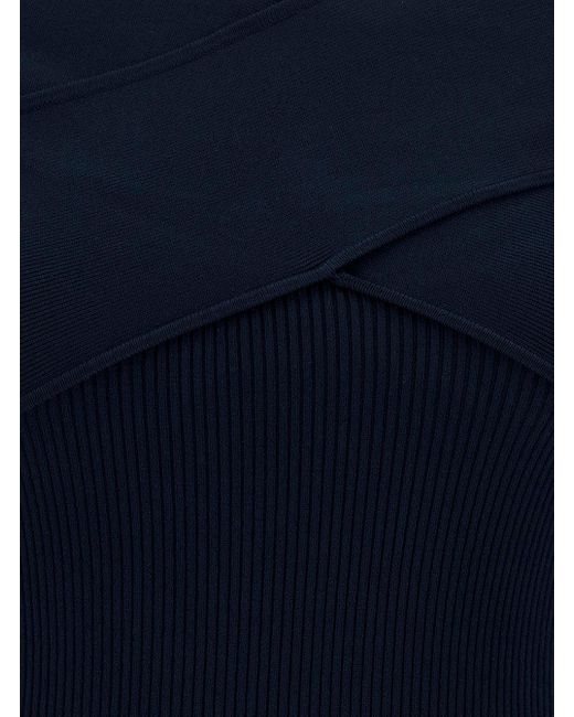 MICHAEL Michael Kors Mini Blue Sheath Dress With Criss-cross Neckline In Viscose Blend