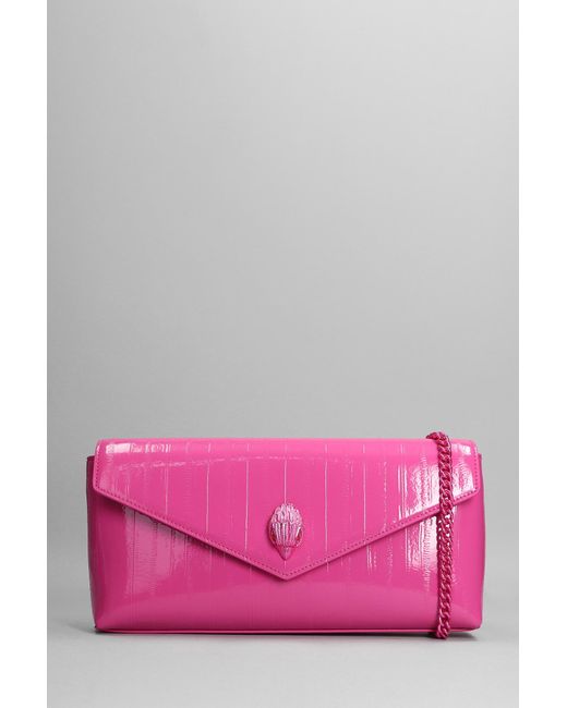 Kurt Geiger Pink Shoreditch Envelope Shoulder Bag In Fuxia Patent Leather