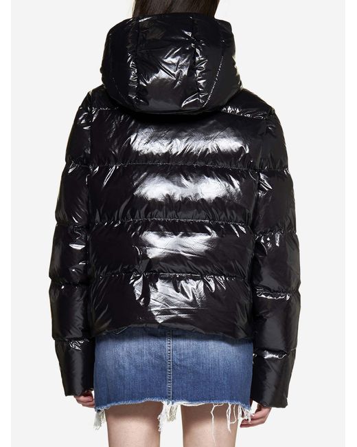 DSquared² Black Quilted Glossy Nylon Puffer Jacket