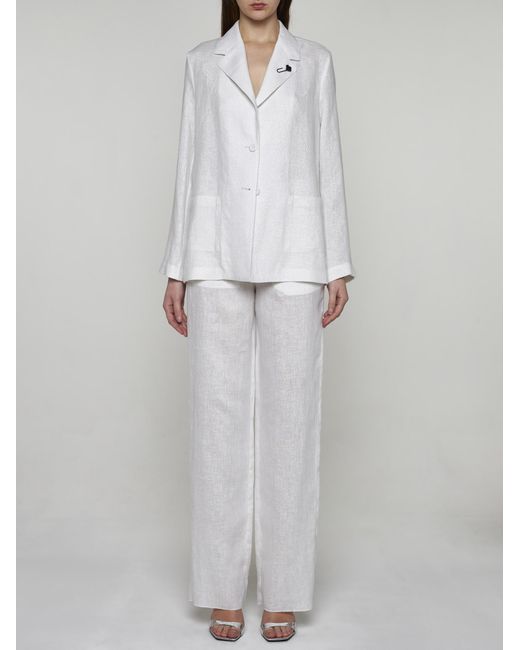 Lardini White Lame Wool Suit