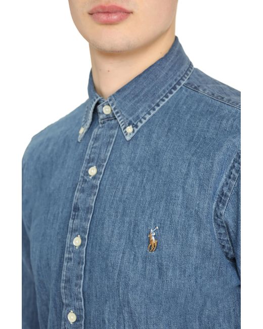 Polo Ralph Lauren Blue Shirt Cotton for men
