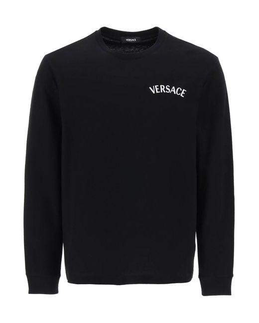 Versace Black Milano Stamp Long Sleeved T Shirt for men