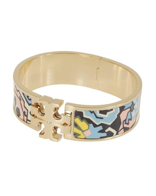 Tory Burch White Kira Enamel Wide Bracelet
