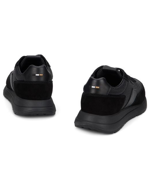 Boss Black Low-Top Leather And Fabric Sneakers Calfskin Trainers for men