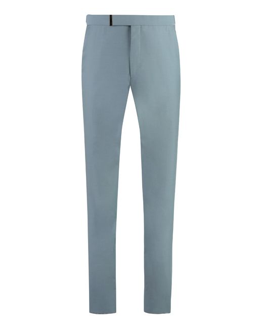 Tom Ford Blue Wool And Silk Pants for men