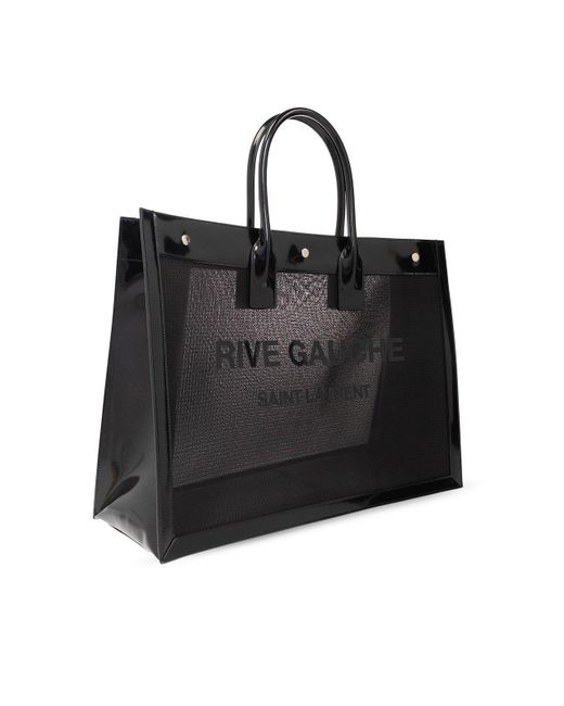 Saint Laurent Black Rive Gauche Small Mesh & Leather Tote