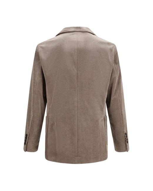 Brunello Cucinelli Gray Jacket Double-Breasted Corduroy Cotton for men