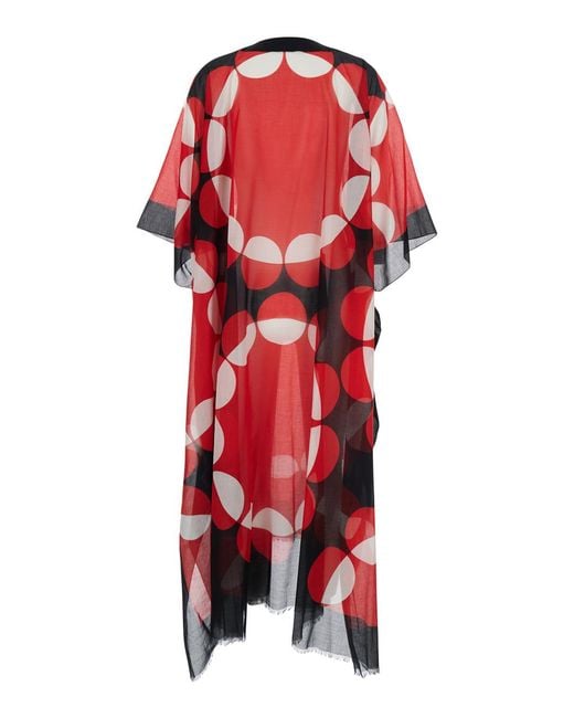 Dries Van Noten Red Kaftan Cartland Viscose Swimwear