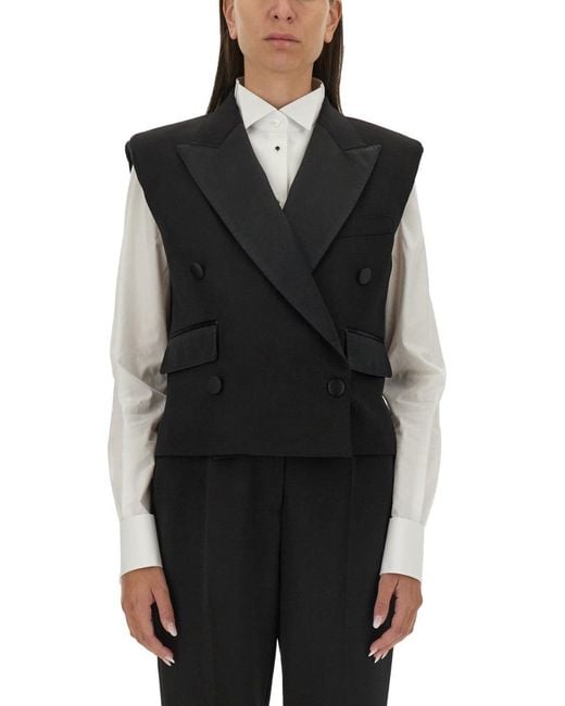 Dolce & Gabbana Black Double-Breasted Sleeveless Jacket