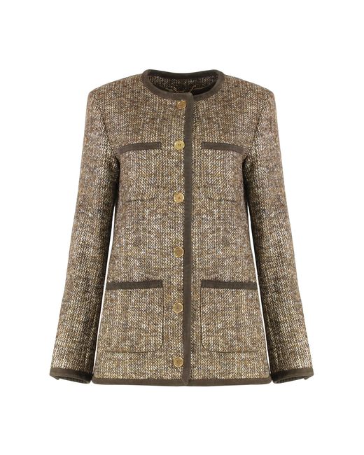 Golden Goose Deluxe Brand Natural Wool Tweed Jacket Virgin Wool; Ovine Leather