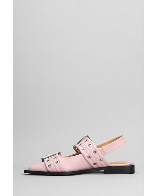 Ganni Pink Slingback Ballet Flat Shoe With Buckles
