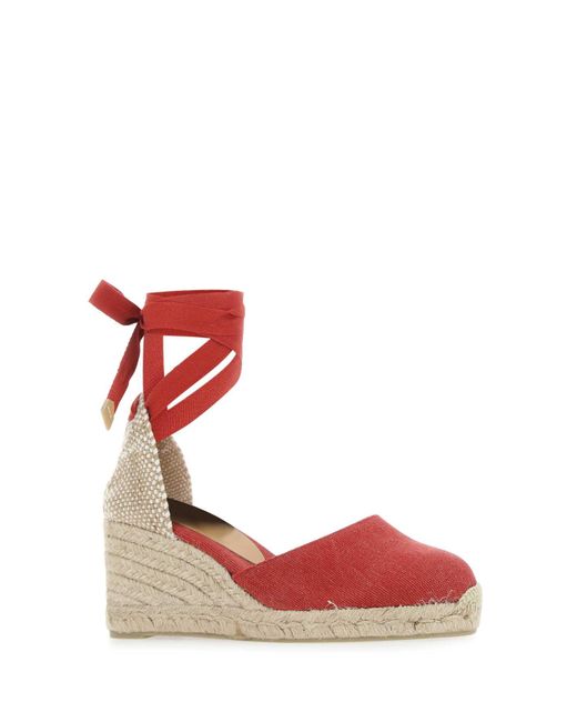 Castaner Red Canvas Carina Wedges