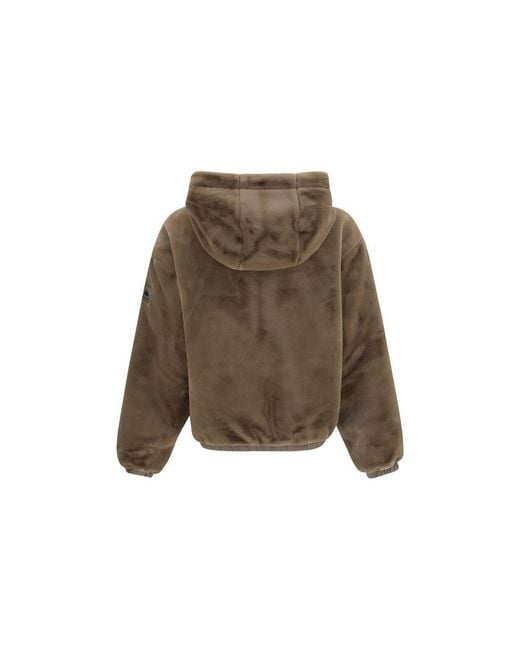 Moose Knuckles Gray Brown Faux Fur Sweatshirt