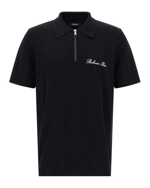 Balmain Black Polo With Logo for men