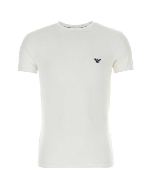 Emporio Armani White Stretch Cotton T-shirt for men