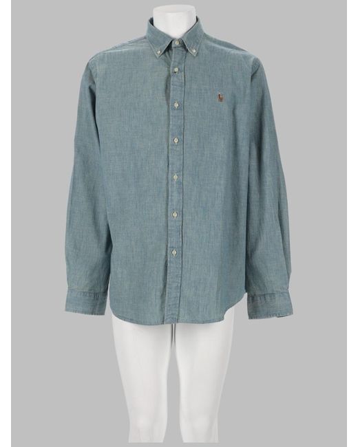 Polo Ralph Lauren Blue Shirt Chambray With Logo Cotton for men