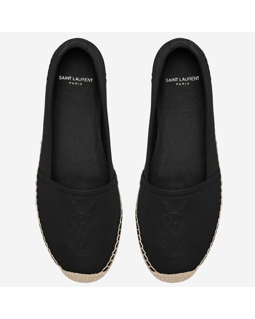 Saint Laurent Black Leather Logo Espadrilles Lambskin Shoe