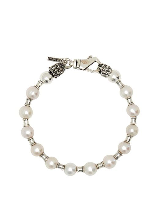 Emanuele Bicocchi Metallic Pearls And 925 Bracelet for men
