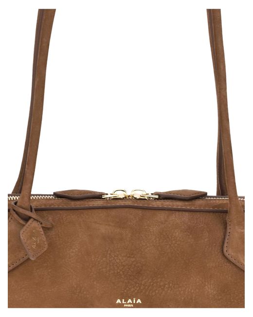 Alaïa White Shoulder Bag Le Teckel Raw Umber Suede 2 Calf Leather
