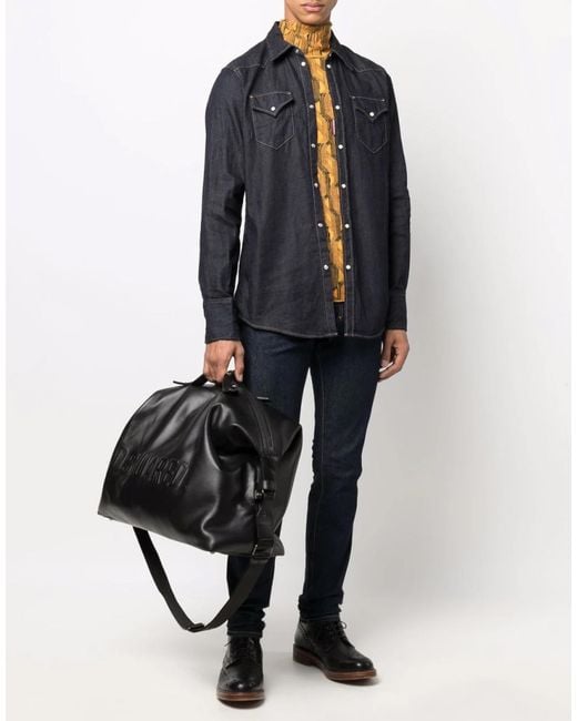 DSquared² Blue Western Denim Shirt With Hemp Blend for men