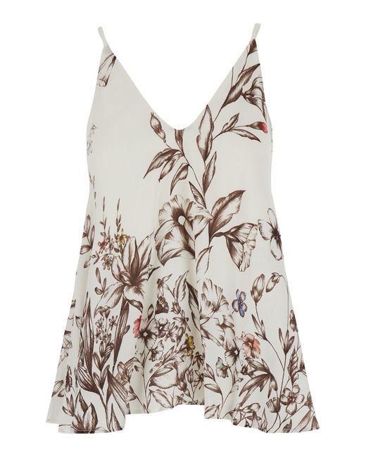 Semicouture White Sleeveless Top With Thin Straps And All-Over Print