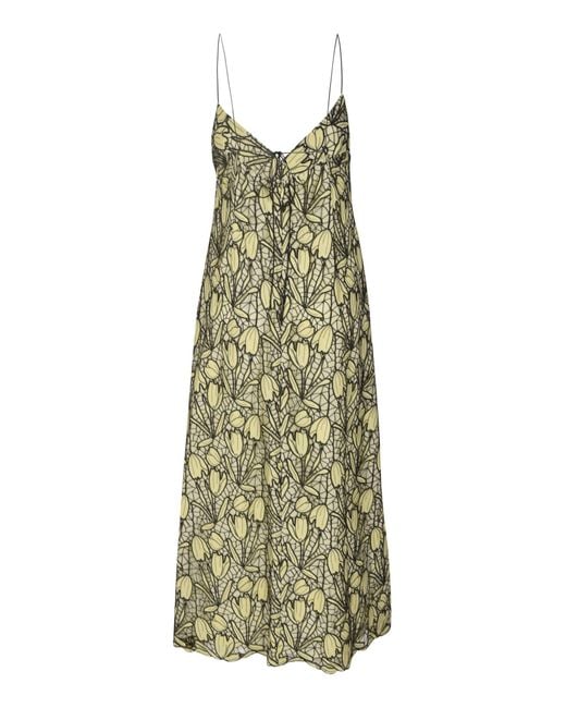 Paul Smith Green All-Over Floral Print V-Neck Dress